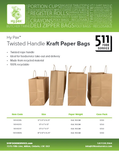 Hy Pax - Twisted Handle Kraft Paper Bags – 511Foodservice