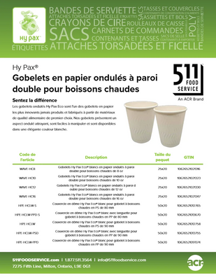 Catalog: Hy Pax - Gobelets en papier ondulés à paroi double pour boissons chaudes