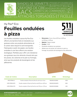 Catalog: Hy Pax - Feuilles ondulées à pizza