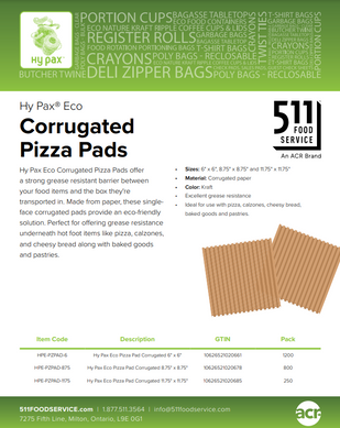 Catalog: Hy Pax - Corrugated Pizza Pads