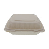 Hinged Lid Mineral Filled Containers - 9" x 9" x 3", 1 Compartment, Lightweight, White, closed